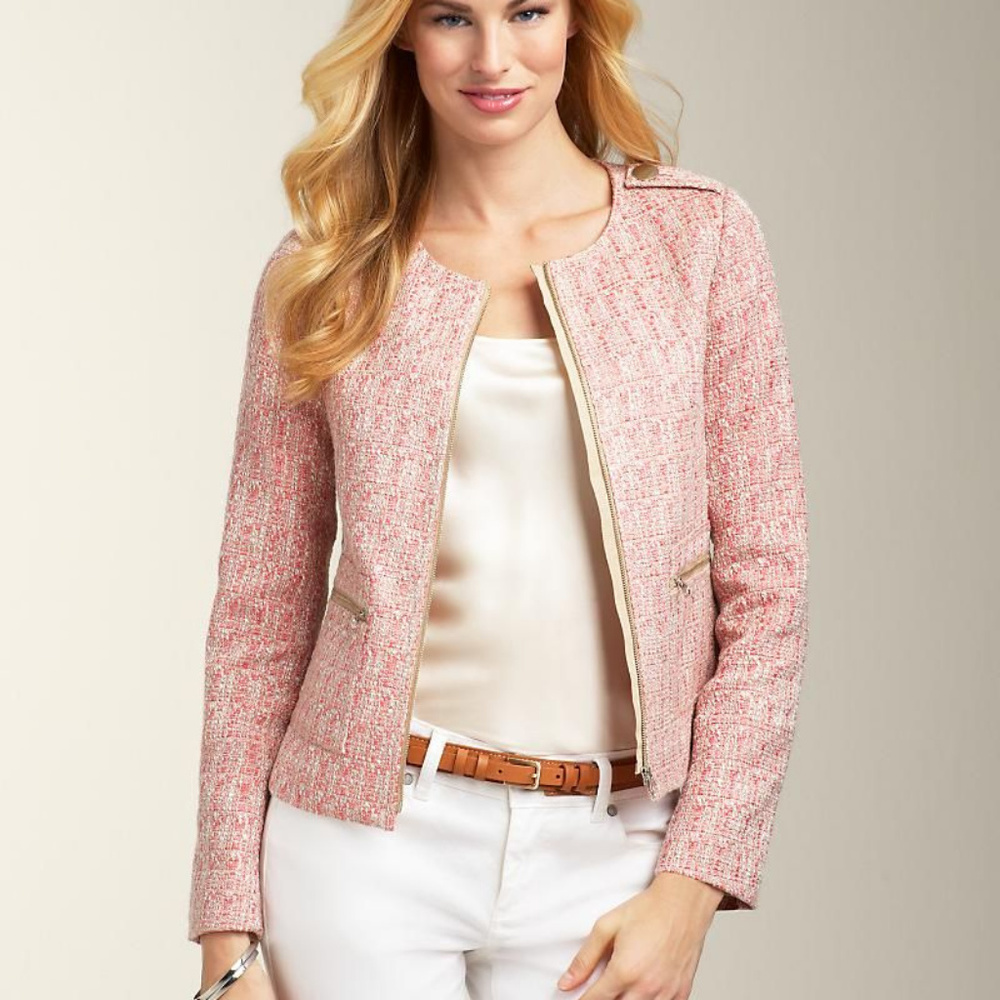 NWT Talbots Pink Tweed Jackie Fit Blazer